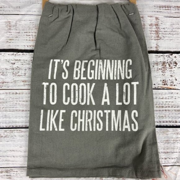 Primitives by Kathy Other - Primitives by Kathy 28 x 28 Gray Towel It's Beginning to Cook Like Christmas